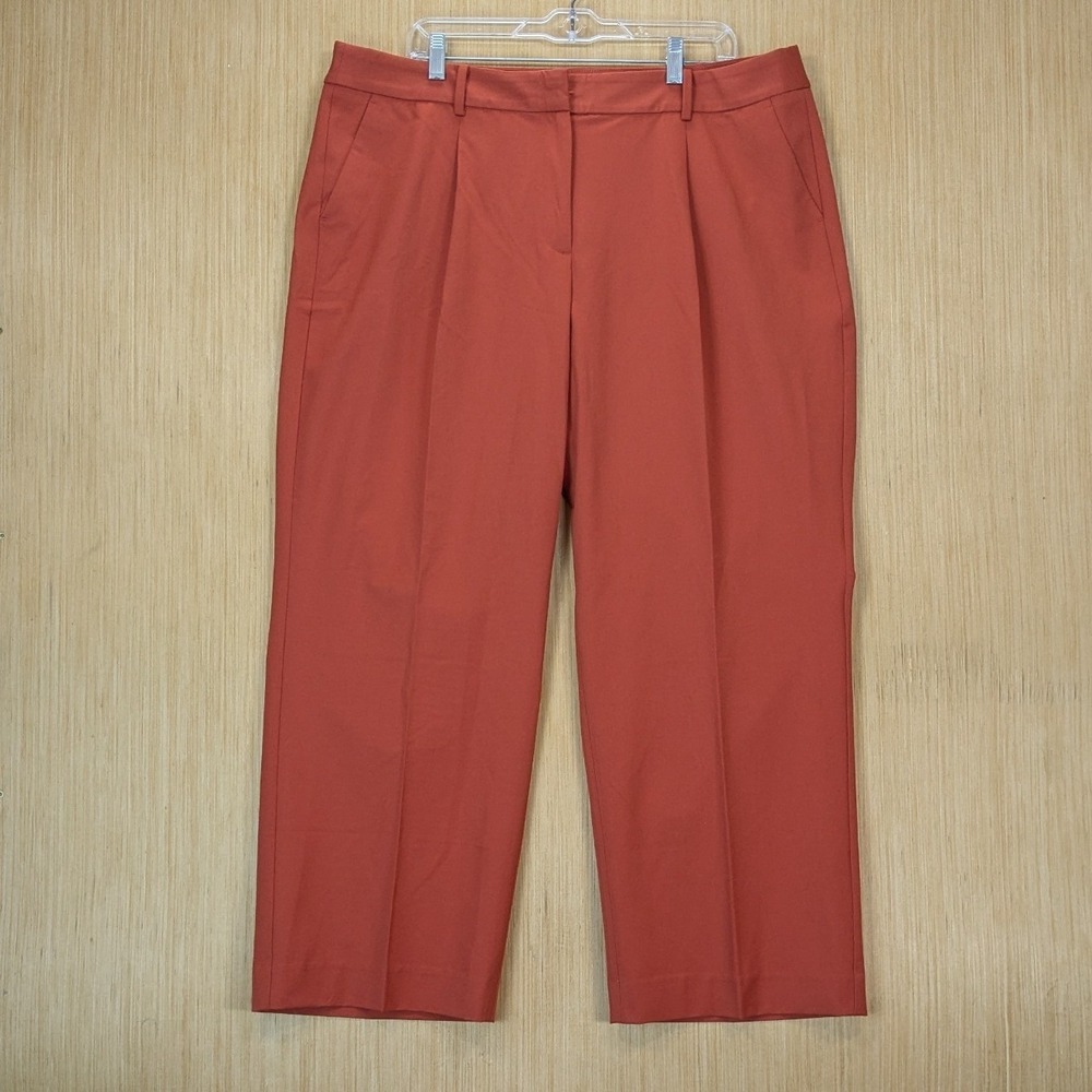 Talbots Weston Pants Womens 16WP‎ Orange Pleated Trousers Wide Leg Career Chic